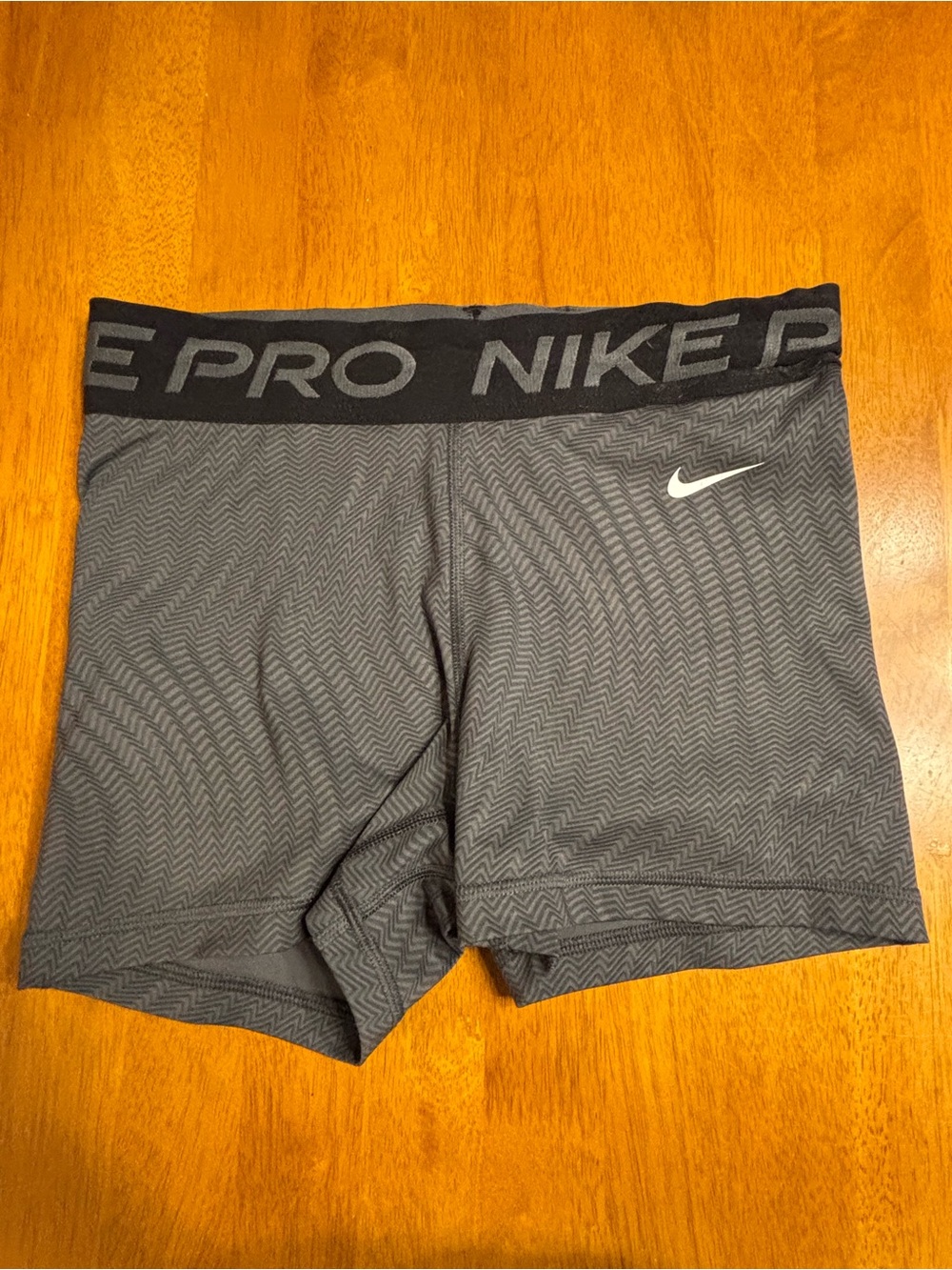 Nike Women's Gray Pro Compression Athletic Shorts with Black Waistband